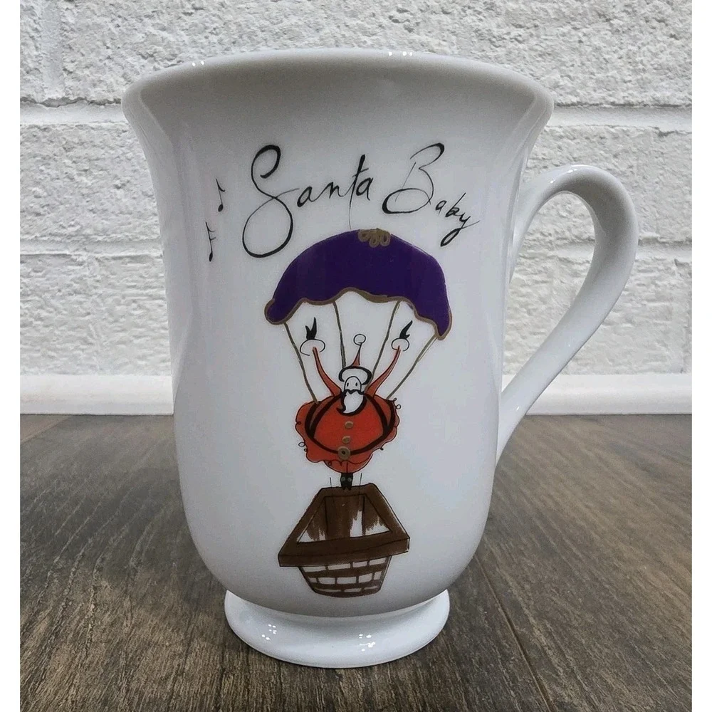 Pottery‎ Barn Santa Baby Christmas Mugs Set Of Four Holiday Tea Coffee Hot Cocoa